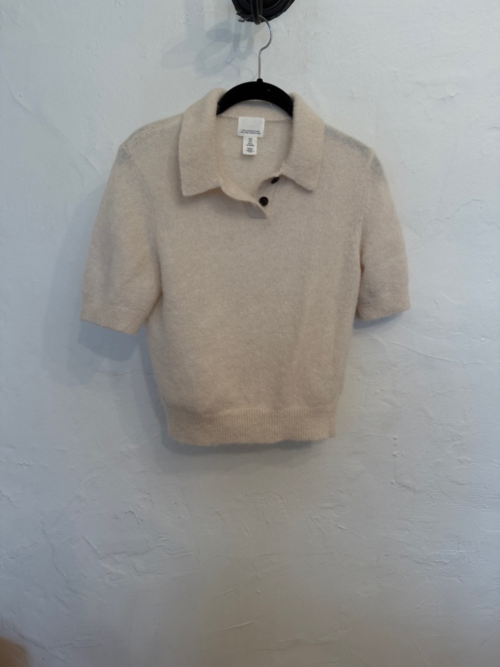 H&M Cream Short-Sleeve Polo Alpaca Knit Sweater
